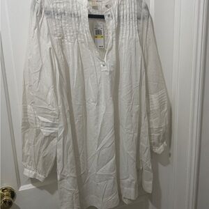 White Long Sleeve sheer Blouse / Swim Cover Up